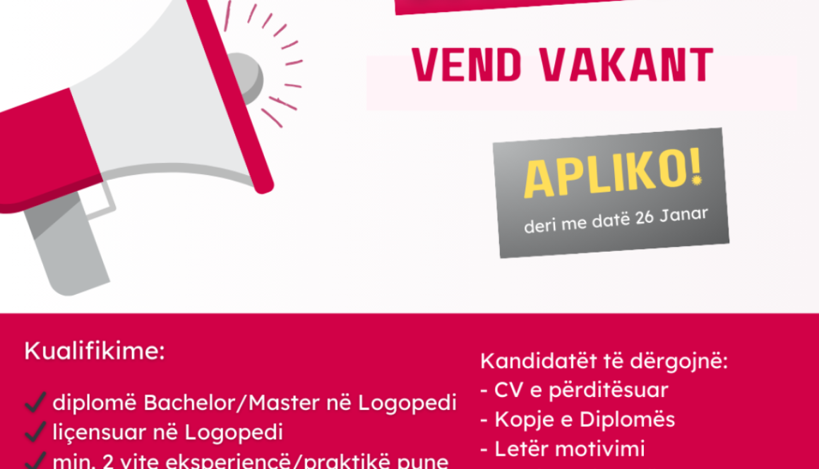 Pozicion vakant Logopede Logopediste Logoped Logopedist terapist i te folurit