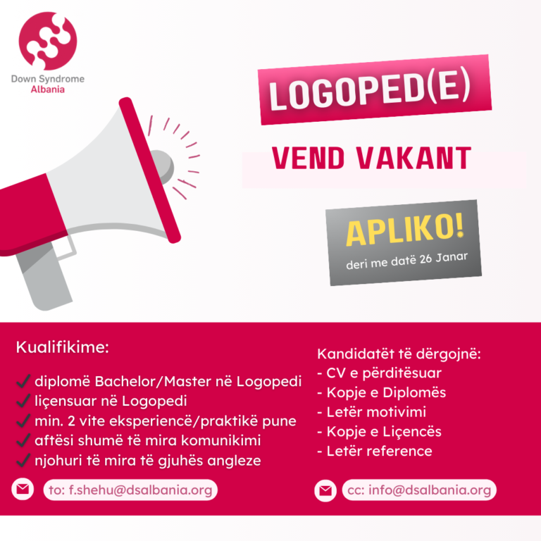 Pozicion vakant Logopede Logopediste Logoped Logopedist terapist i te folurit